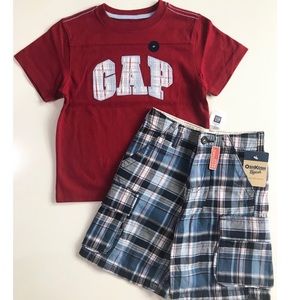 NWT Boys Gap Shirt and Osh Kosh Shorts Set 4T Lot